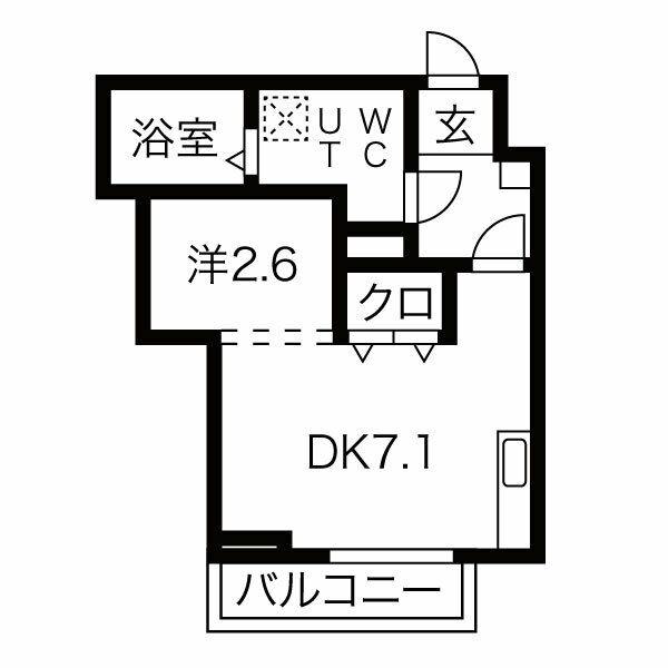 メリディアン北仙台(1DK/3階)の間取り写真