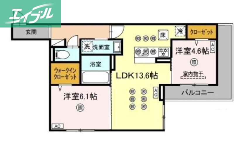 トリシア西崎本町(2LDK/1階)の間取り写真