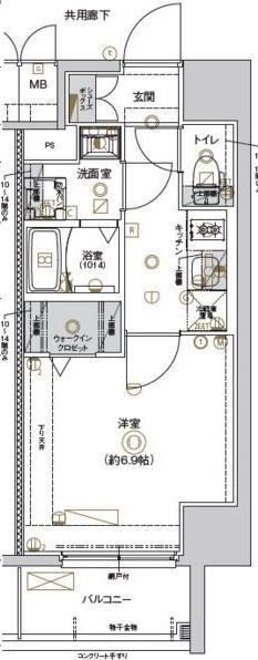 CREST TAPP黒川(1K/11階)の間取り写真