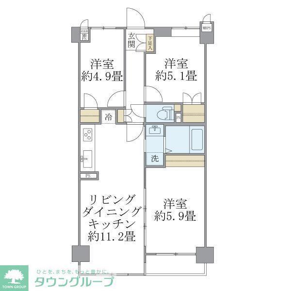 ISM武蔵浦和(3LDK/2階)の間取り写真