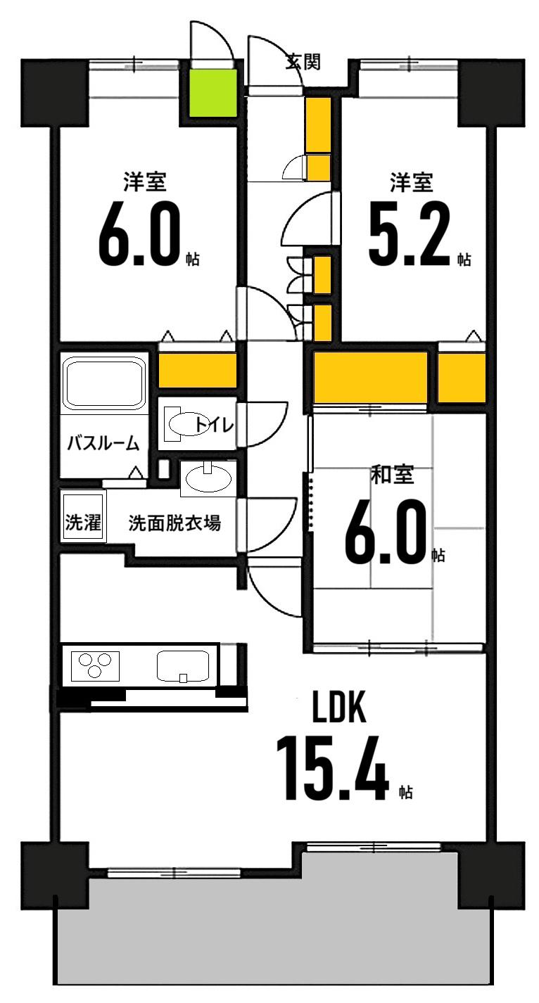 ヴェルパーク府中南(3LDK/7階)の間取り写真