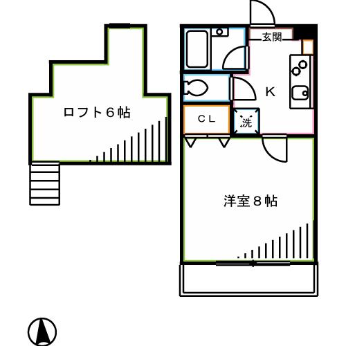 カーサベルデ(1K/2階)の間取り写真