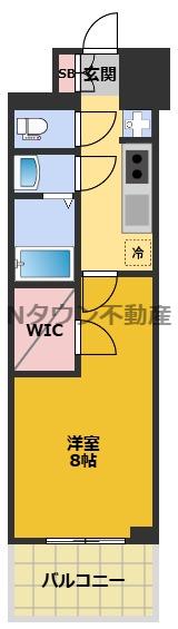 プレサンスジェネ上前津(1K/4階)の間取り写真