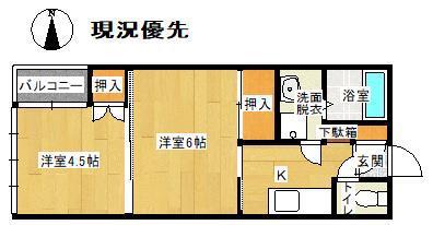 ライズ2(2K/2階)の間取り写真