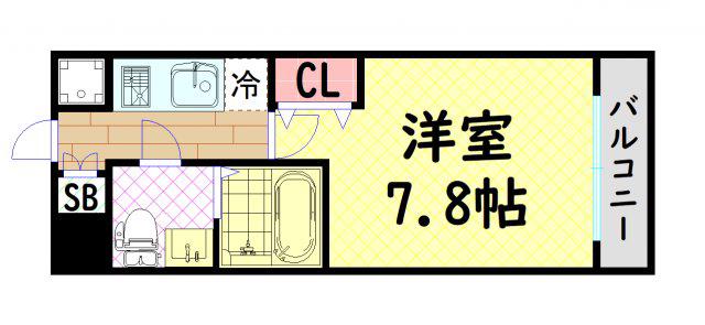 アーデン京町堀ウエスト(1K/5階)の間取り写真