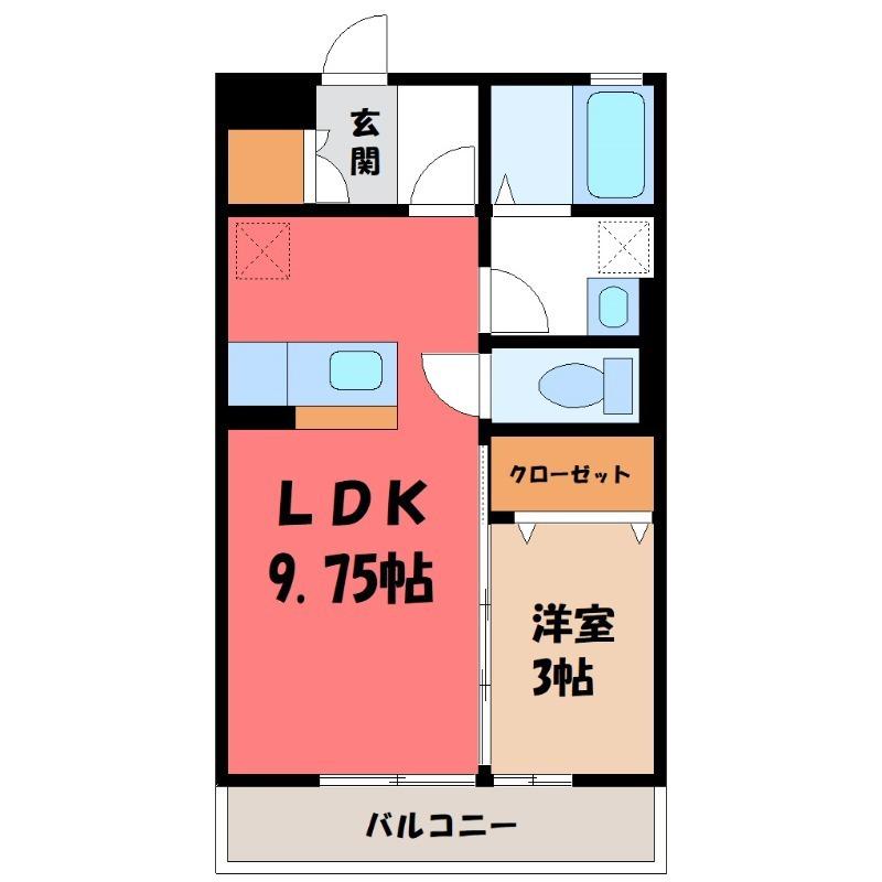 PARK I(1LDK/3階)の間取り写真