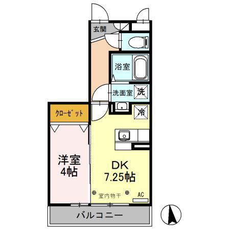 ロックパイン A(1DK/3階)の間取り写真