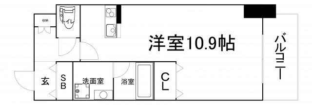 BRAVI上本町(ワンルーム/6階)の間取り写真