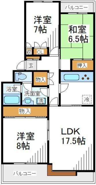 PLENDY東船橋(3LDK/2階)の間取り写真