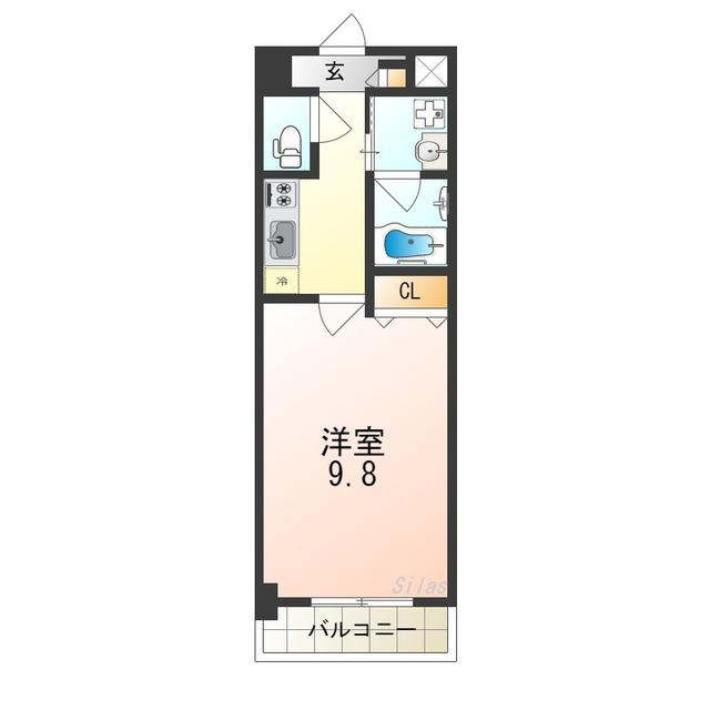 ドゥーロ北長尾(1K/1階)の間取り写真