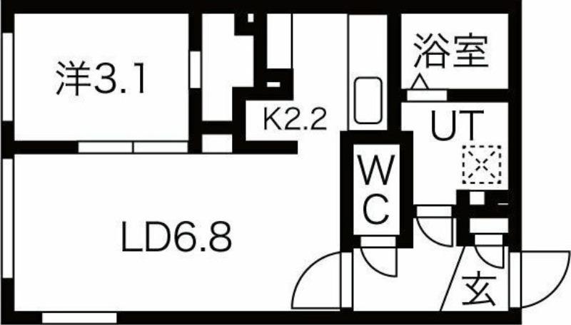 RIZ発寒(1LDK/1階)の間取り写真