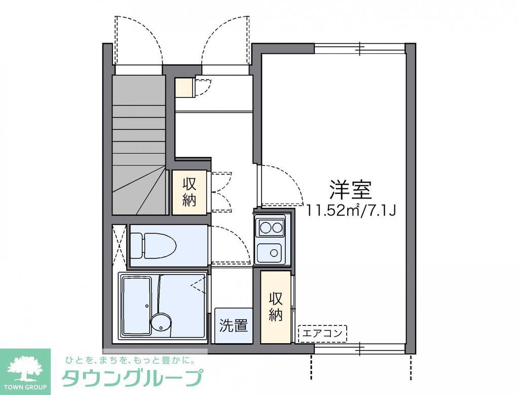 レオネクストフォレストT&T(1K/1階)の間取り写真