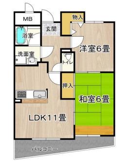 フレアコート京橋(2LDK/5階)の間取り写真