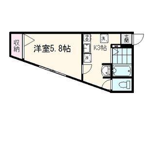 プランド河原町(1K/2階)の間取り写真