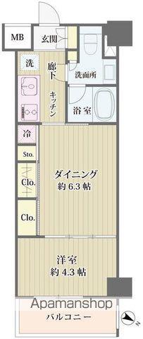 IBIS市ヶ谷(1DK/1階)の間取り写真