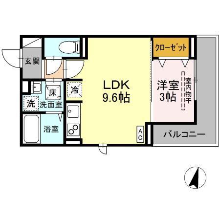 メラヴィリア昭和町(1LDK/1階)の間取り写真