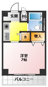 リヴェール川越(1K/3階)の間取り写真