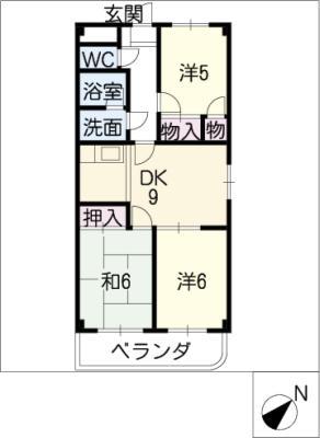 ネスパルド江南(3DK/1階)の間取り写真