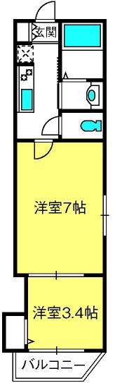 MARK DUO東岩槻(2K/1階)の間取り写真