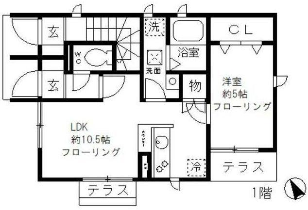 シャンテ西荻北(1LDK/1階)の間取り写真