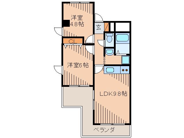 メゾンボヌール(2LDK/3階)の間取り写真