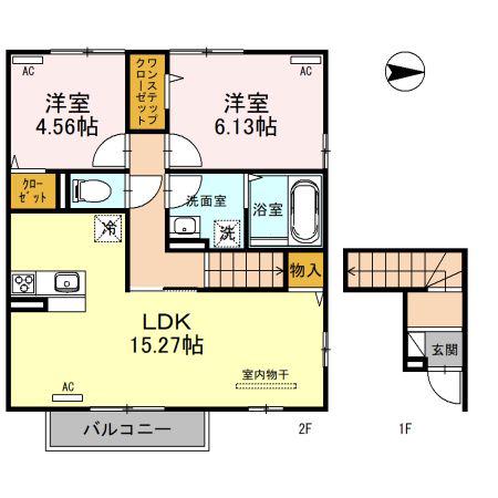 グランマノワール天理(2LDK/2階)の間取り写真