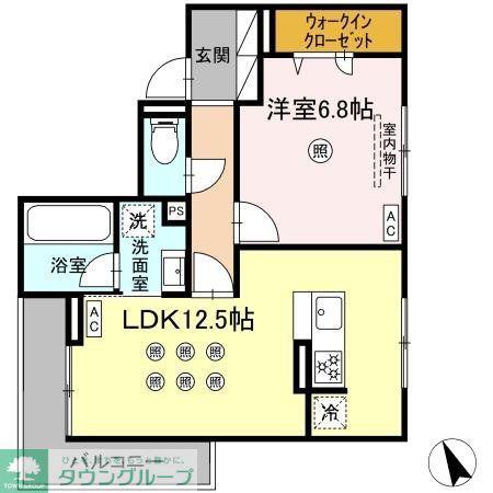 サニーサイド箱崎(1LDK/3階)の間取り写真