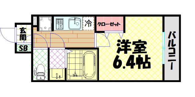 アドバンス大阪カーサ(1K/2階)の間取り写真