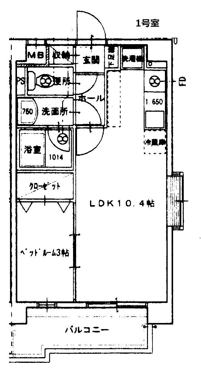 ラ・ホヤ・ハナクマ(1LDK/4階)の間取り写真
