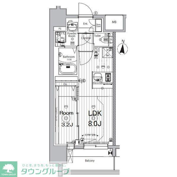メイクス矢場町(1LDK/4階)の間取り写真