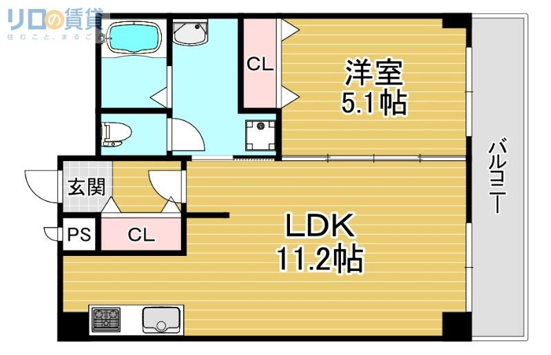 ドミニアムパレス東洋(1LDK/5階)の間取り写真
