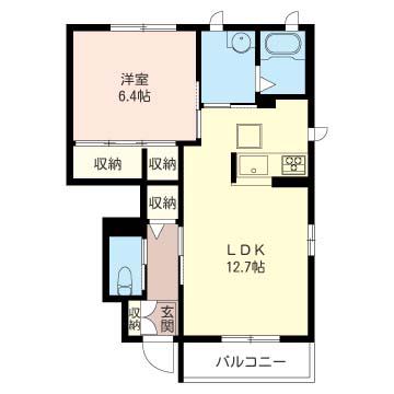 ウエストウィング(1LDK/1階)の間取り写真