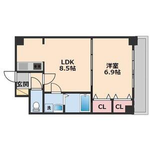 アンシャンテ車道(1LDK/8階)の間取り写真