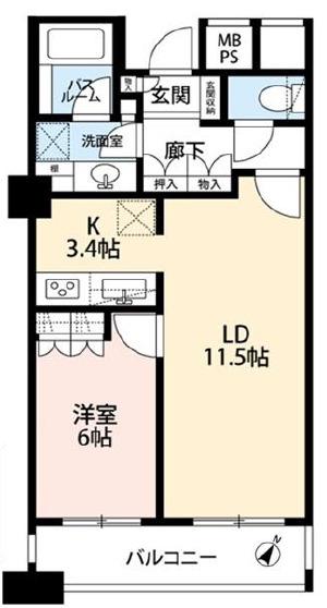 N4TOWER(1LDK/6階)の間取り写真