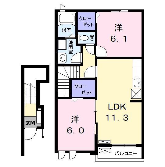 NESTネスト(2LDK/2階)の間取り写真