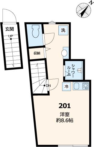 プランドール文京本駒込(ワンルーム/2階)の間取り写真