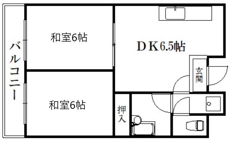 ハウスS&Y(2DK/2階)の間取り写真