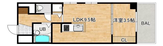 SPLASH ウエスト(1LDK/3階)の間取り写真