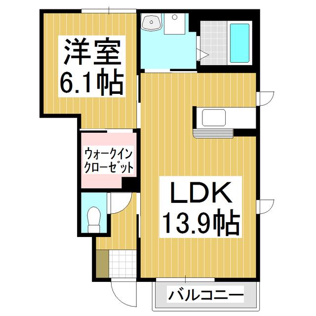 シンフォニー西軽井沢 A棟(1LDK/1階)の間取り写真