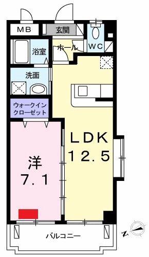 カルムヴィラ・清(1LDK/1階)の間取り写真