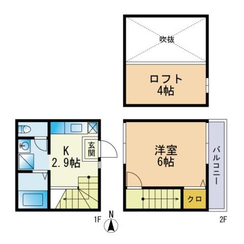 ポラリスK&MⅡ(1K/1階)の間取り写真