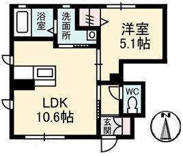 シャーメゾンA(1LDK/1階)の間取り写真