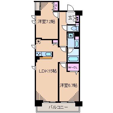 ピエス綱島(2LDK/4階)の間取り写真