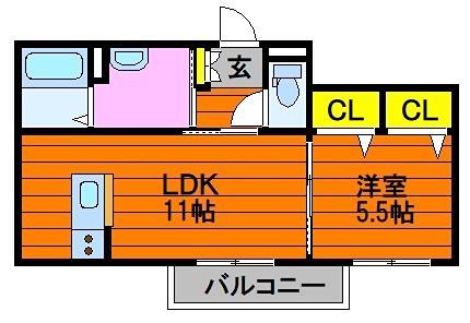 コンフォート(1LDK/1階)の間取り写真