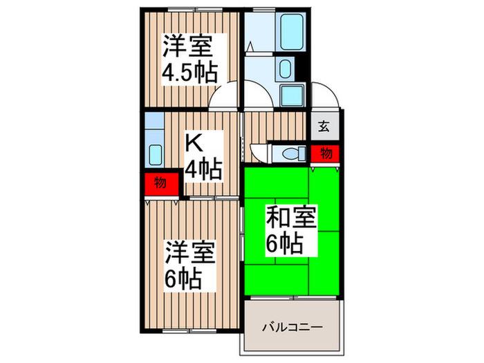中西ビル(3K/1階)の間取り写真