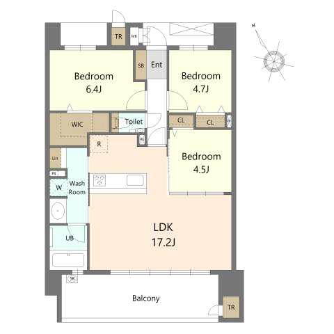S-RESIDENCE愛宕サウス(3LDK/8階)の間取り写真