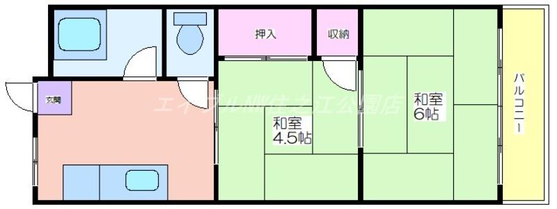 住吉清川マンション(2DK/1階)の間取り写真