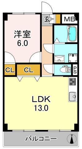 コンフォートM(1LDK/2階)の間取り写真