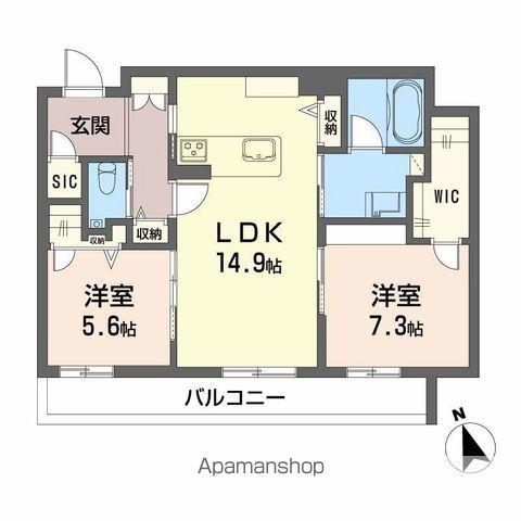 プレミアス赤坂けやき通(2LDK/3階)の間取り写真