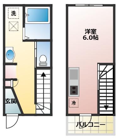 CALM NEST(1K/1階)の間取り写真